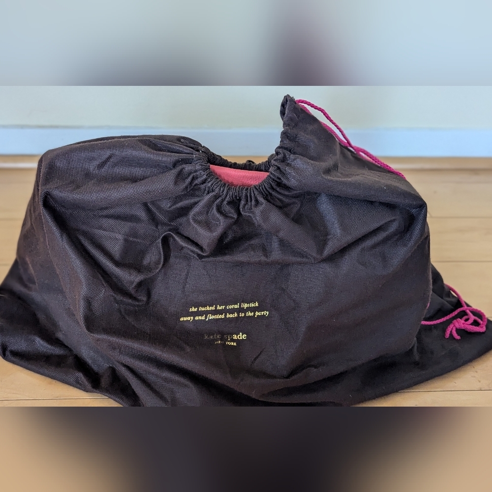 Kate Spade Darien Drawstring Leather Shoulder Bag Coral Pink Gold - Picture 15 of 15